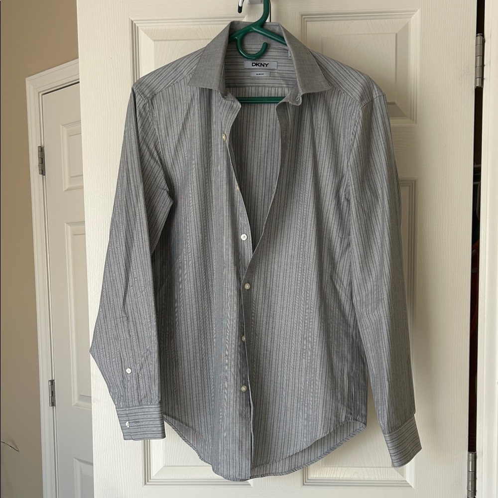 DKNY Men's Charcoal Pinstripe Dress Shirt
